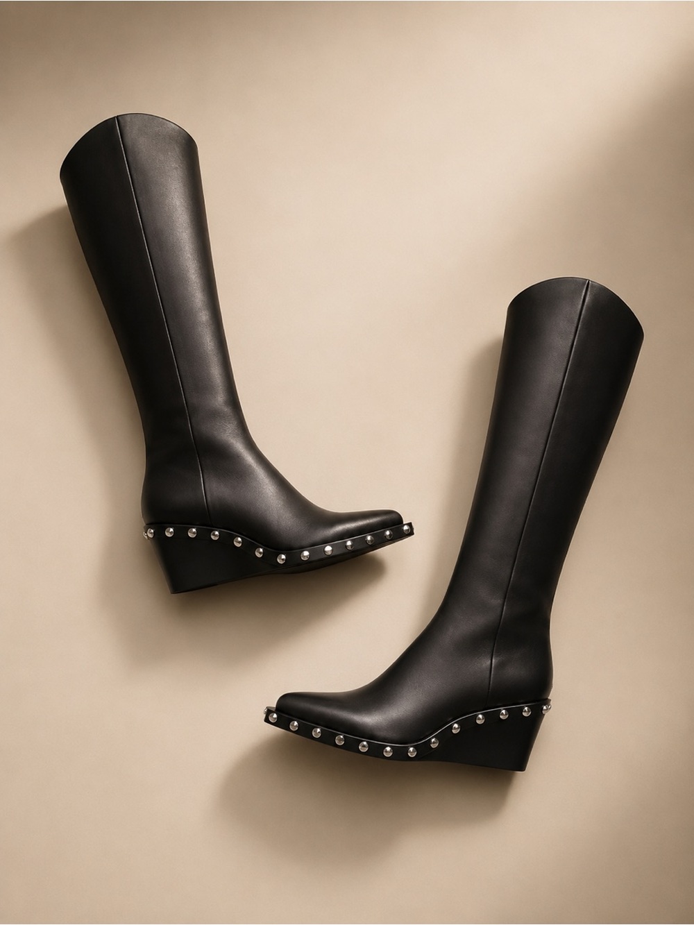 Rag & Bone Santiago Studded Leather Boots Black 36.5 Western Minimalist Moto Lux
